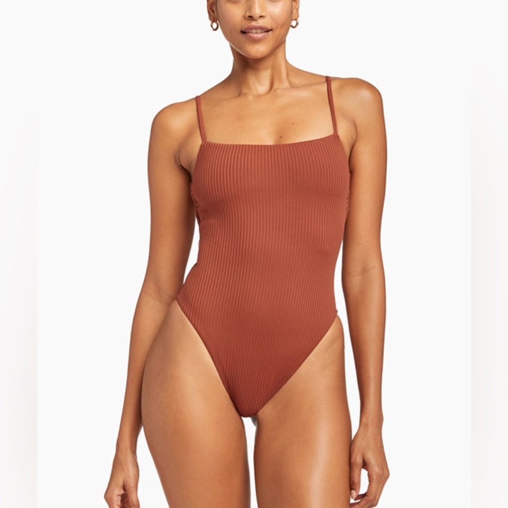 Vitamin A Jenna ribbed one piece swimsuit brown 12721
